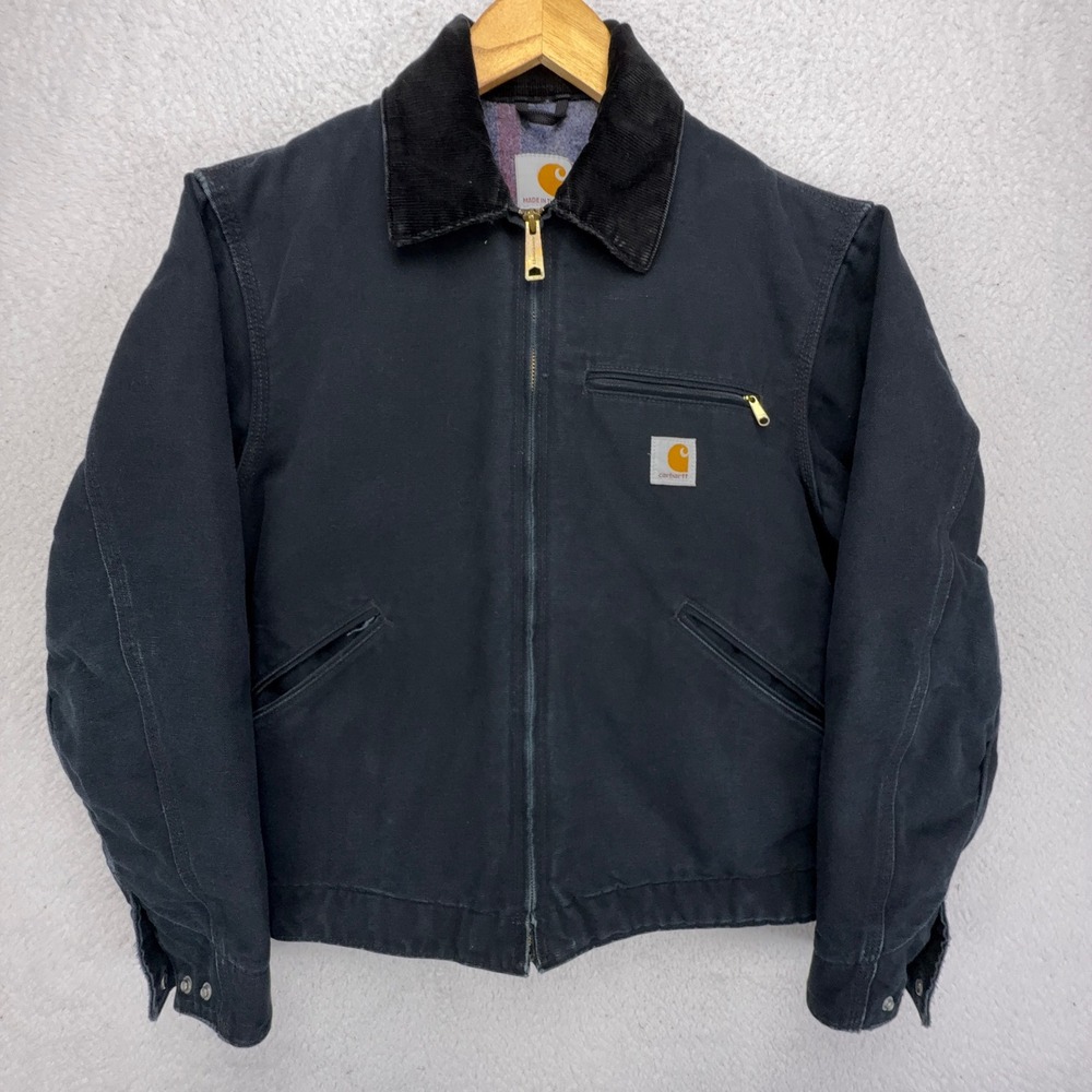 Carhartt Detroit Jacket Blanket Lined Mens Small J001 BLK Black